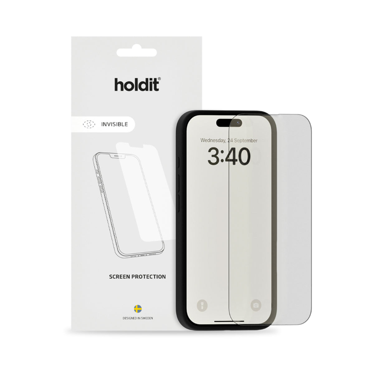 Holdit iPhone 16 / 15 / 15 Pro / 14 Pro Herdet Glass Skjermbeskyttelse 2.5D - Case-Friendly - Gjennomsiktig