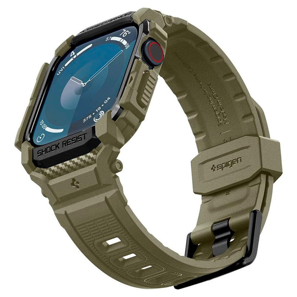 Apple Watch 11 / 10 (46mm) Spigen Rugged Armor Pro Rem m. Deksel - Grønn