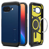 Google Pixel 9a Spigen Tough Armor Hybrid Deksel m. Kickstand - MagSafe Kompatibel - Blå