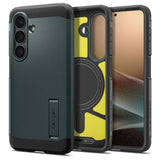 Samsung Galaxy S26 Spigen Tough Armor Hybrid Deksel m. Stativfunksjon - MagSafe Kompatibel - Grønn