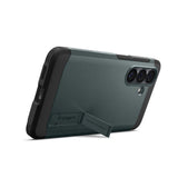 Samsung Galaxy S26 Spigen Tough Armor Hybrid Deksel m. Stativfunksjon - MagSafe Kompatibel - Grønn
