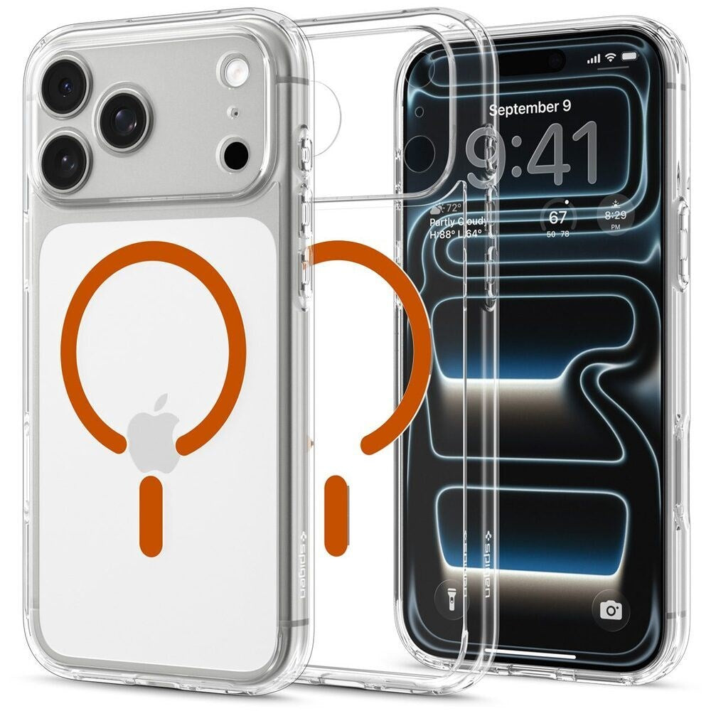 iPhone 18 Pro / 17 Pro Spigen Ultra Hybrid Deksel - MagSafe Kompatibel - Gjennomsiktig / Oransje