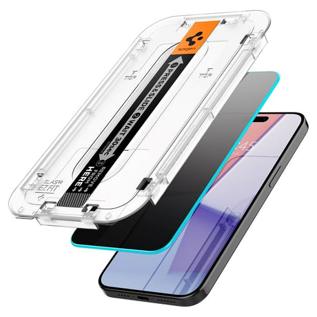 iPhone 15 Pro Max Spigen EZ Fit Glas.tR Skjermbeskytter 2 Stk. - Privacy Filter - Case Friendly - Gjennomsiktig