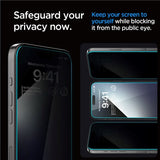 iPhone 15 Pro Max Spigen EZ Fit Glas.tR Skjermbeskytter 2 Stk. - Privacy Filter - Case Friendly - Gjennomsiktig