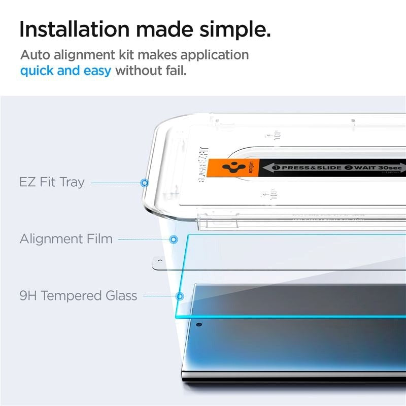 Samsung Galaxy S24 Ultra Spigen EZ Fit Glas.tR Skjermbeskytter 2 Stk. - Case Friendly - Gjennomsiktig