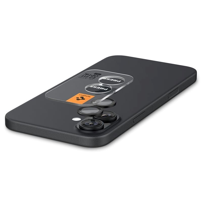 iPhone 17 / 16 / 16 Plus Spigen EZ Fit. tR Optik Pro Kameralinsebeskyttelse - 2 Stk - Gjennomsiktig / Svart