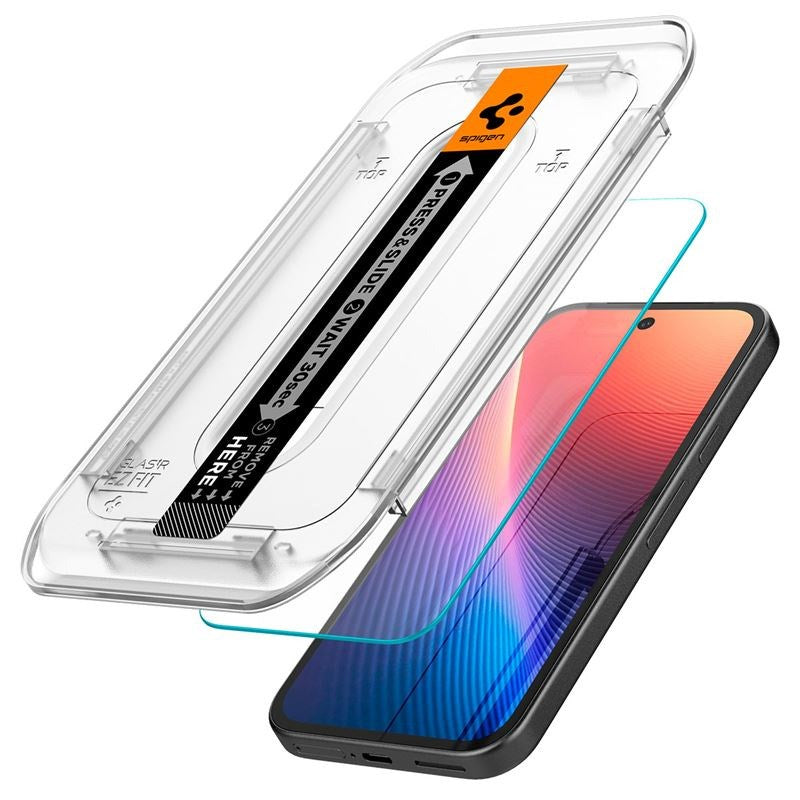Google Pixel 9a Spigen EZ Fit Glass tR Skjermbeskyttelse - 2 stk - Case Friendly - Gjennomsiktig