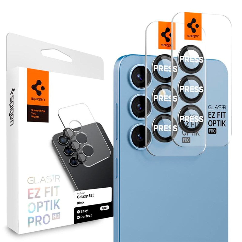 Samsung Galaxy S25 Spigen EZ Fit Optik Pro Kameralinsebeskyttelsesglass - 2 stk - Svart