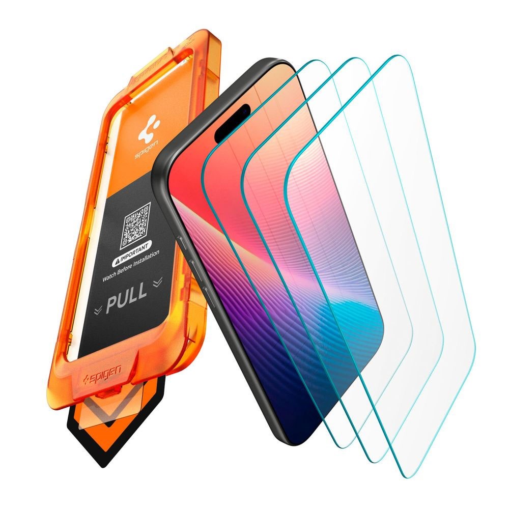 iPhone 17 Pro Max Spigen Skjermbeskytter med AlignMaster - 3 stk. - Gjennomsiktig