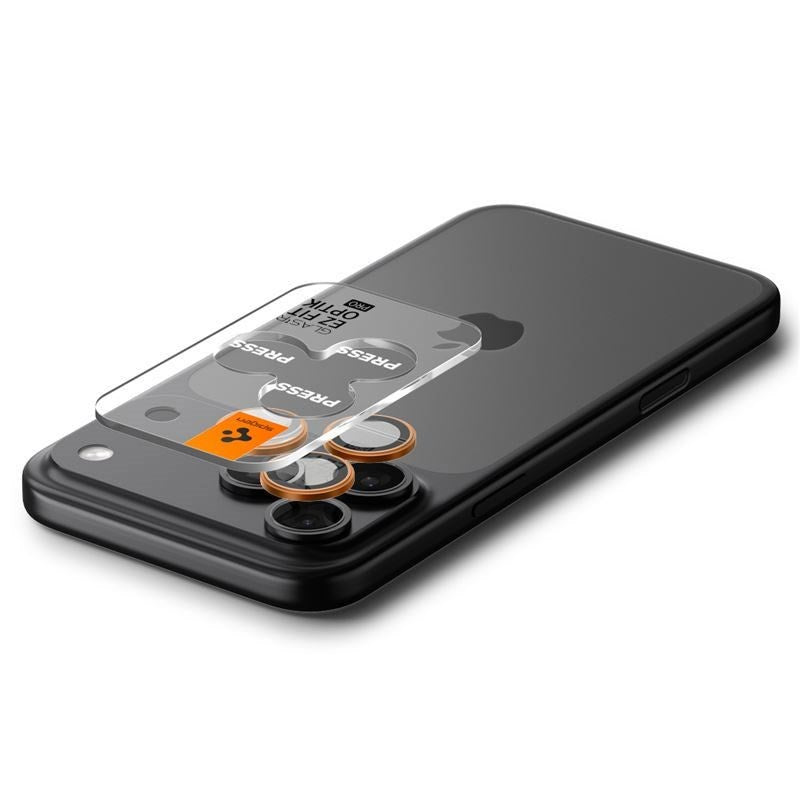 iPhone 17 Pro / 17 Pro Max / 16 Pro / 16 Pro Max / 15 Pro / 15 Pro Max / 14 Pro / 14 Pro Max Spigen Glass tR EZ Fit Optik Pro Kameralinsebeskyttelsesglass - 2 stk - Oransje