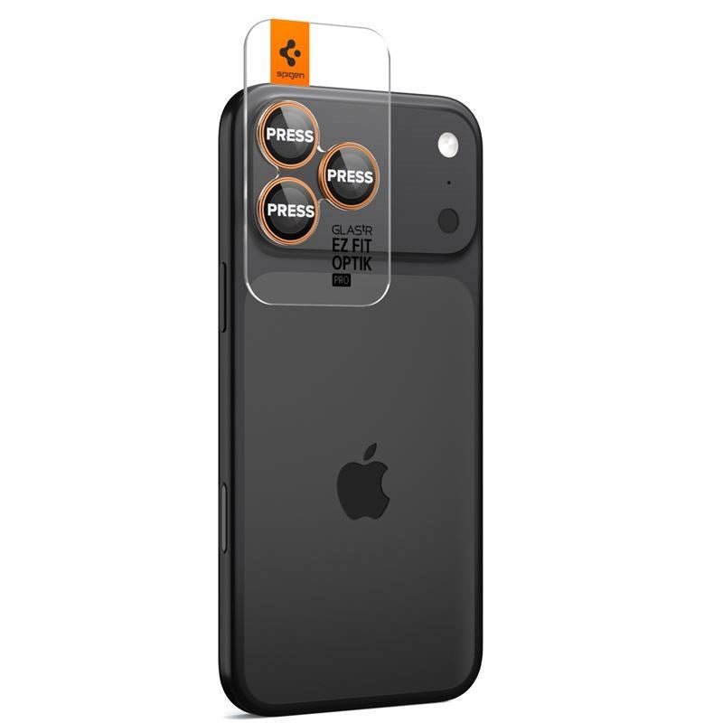 iPhone 17 Pro / 17 Pro Max / 16 Pro / 16 Pro Max / 15 Pro / 15 Pro Max / 14 Pro / 14 Pro Max Spigen Glass tR EZ Fit Optik Pro Kameralinsebeskyttelsesglass - 2 stk - Oransje
