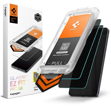 Samsung Galaxy S26+ (Plus) Spigen Glass tR EZ Fit Pro HD Skjermbeskyttelsesglass - Privacy Funksjon - 2 stk - Gjennomsiktig