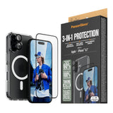 iPhone 16 PanzerGlass 3-i-1 Bundle m. EasyAligner - Skjermbeskyttelse (UWF) / Deksel / Kamerabeskyttelse - Gjennomsiktig / Svart