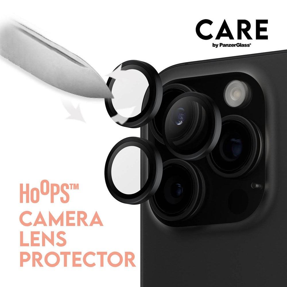 CARE By PanzerGlass iPhone 16 Pro 3-i-1 FLAGSHIP MagSafe Bundle - Privacy Skjermbeskyttelse (UWF) / Deksel / Kamerabeskyttelse - Gjennomsiktig / Svart