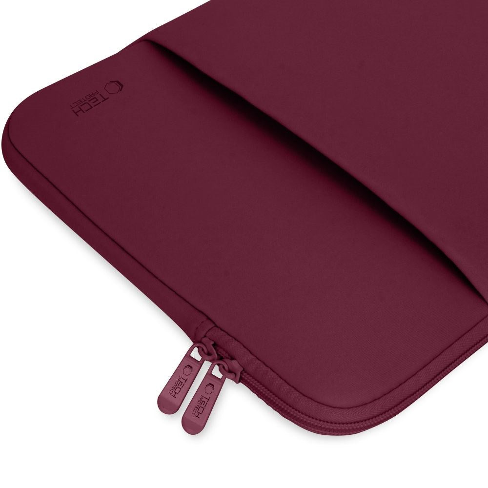 Tech-Protect MacBook / Laptop Neopren  Sleeve 14" (34.5 x 24.5 cm) med Ekstra Lomme - Burgund