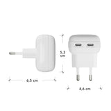 20W Vegglader dbramante1928 med 2 x USB-C-Plugger - Hvit