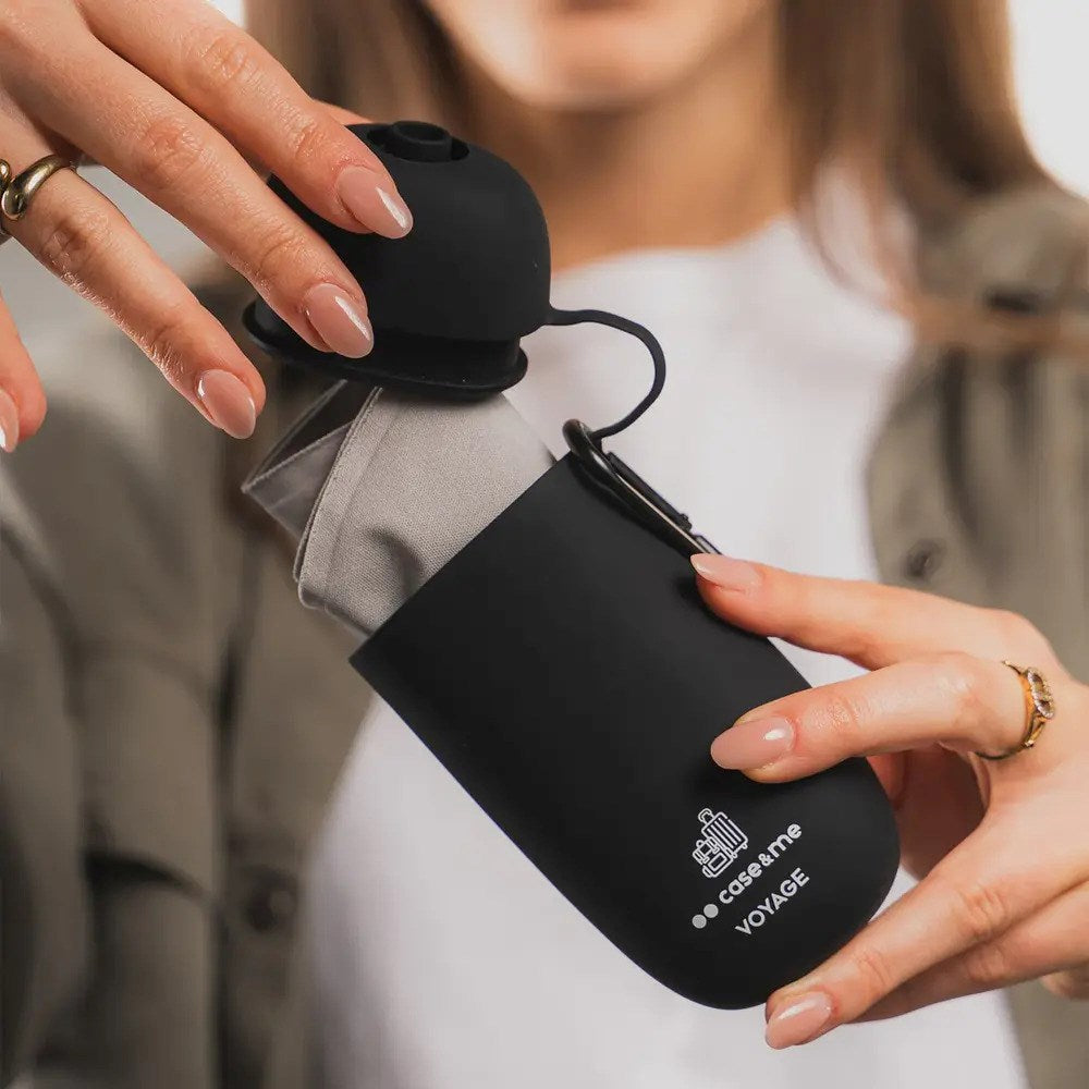 Case&Me Oppblåsbar Nakkepute med Silikontrekk - Svart / Grå