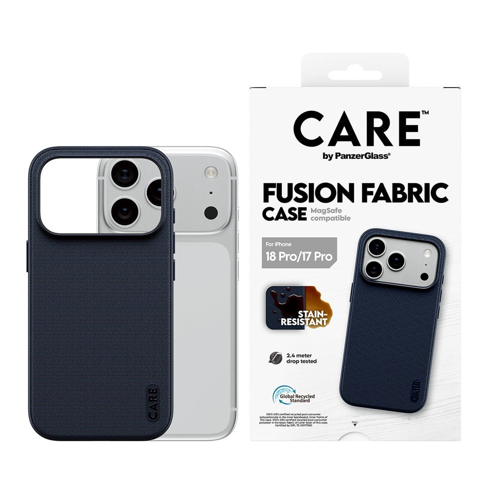 iPhone 18 Pro / 17 Pro CARE by PanzerGlass Fusion Fabric Deksel - MagSafe Kompatibel - Blå