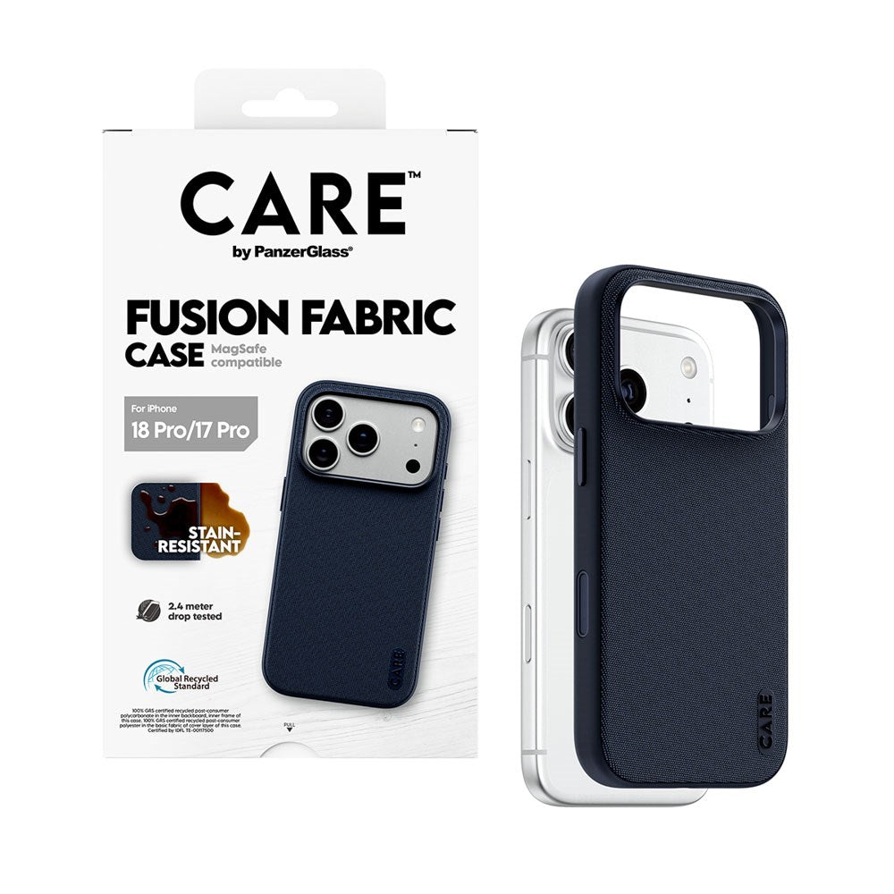 iPhone 18 Pro / 17 Pro CARE by PanzerGlass Fusion Fabric Deksel - MagSafe Kompatibel - Blå