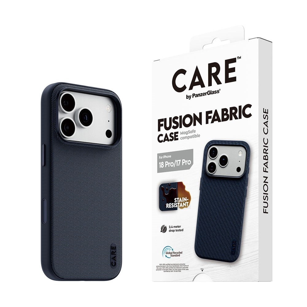 iPhone 18 Pro / 17 Pro CARE by PanzerGlass Fusion Fabric Deksel - MagSafe Kompatibel - Blå