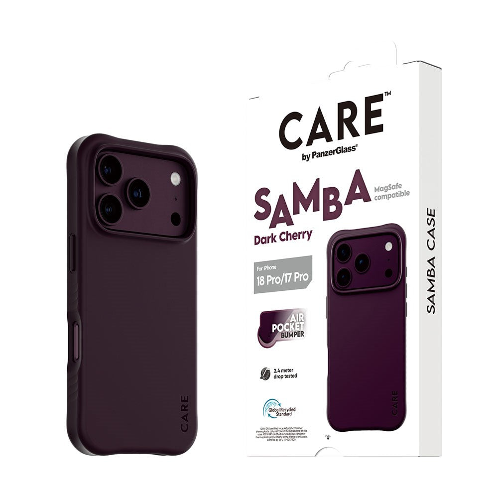 iPhone 18 Pro / 17 Pro CARE by PanzerGlass Fashionable Samba Deksel - MagSafe Kompatibel - Dark Cherry