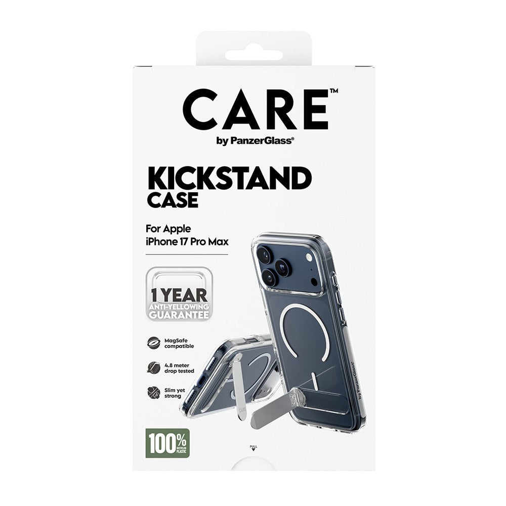 CARE by PanzerGlass iPhone 17 Pro Max Feature Kickstand Deksel - MagSafe Kompatibel - Transparent / Silver