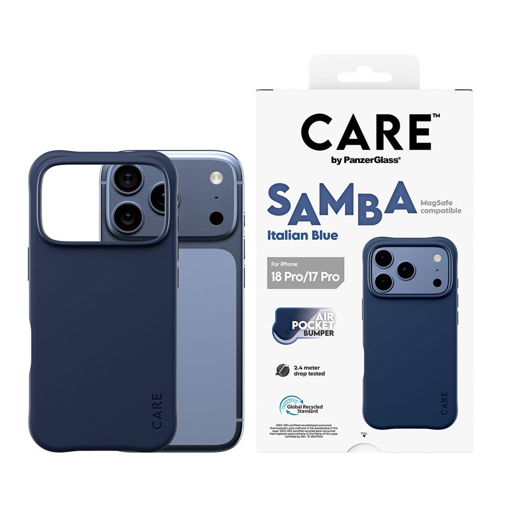 iPhone 18 Pro / 17 Pro CARE by PanzerGlass Fashionable Samba Deksel - MagSafe Kompatibel - Italian Blue