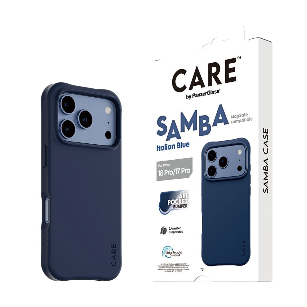iPhone 18 Pro / 17 Pro CARE by PanzerGlass Fashionable Samba Deksel - MagSafe Kompatibel - Italian Blue