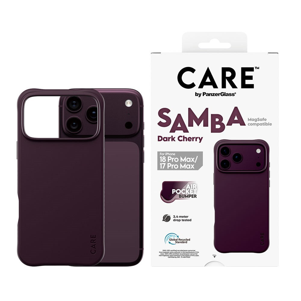 iPhone 18 Pro Max  / 17 Pro Max CARE by PanzerGlass Fashionable Samba Deksel - MagSafe Kompatibel - Dark Cherry