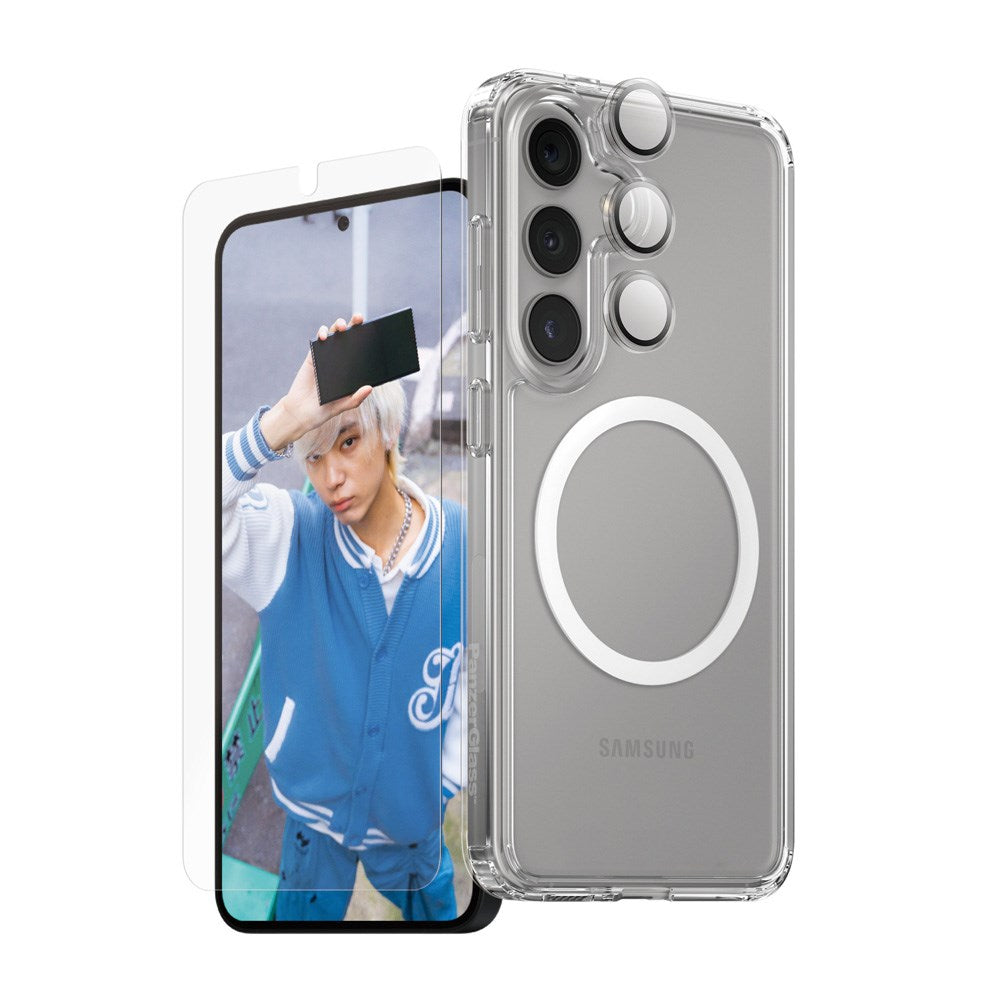 CARE by PanzerGlass Samsung Galaxy S25+ (Plus) 3-i-1 FLAGSHIP Bundle - Deksel / Skjermbeskyttelse (UWF) / Kamerabeskyttelse - Gjennomsiktig