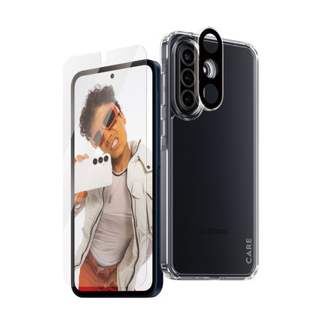 CARE by PanzerGlass Samsung Galaxy A36 (5G) 3-i-1 FLAGSHIP Bundle - Deksel / Skjermbeskyttelse (UWF) / Kamerabeskyttelse - Gjennomsiktig