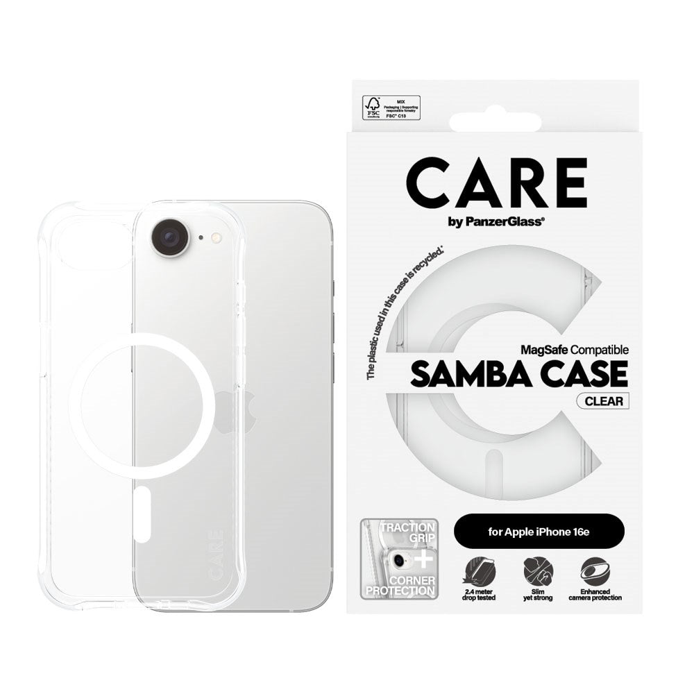 CARE by PanzerGlass iPhone 17e / 16e Fashionable Samba Deksel - MagSafe Kompatibel - Gjennomsiktig / Hvit