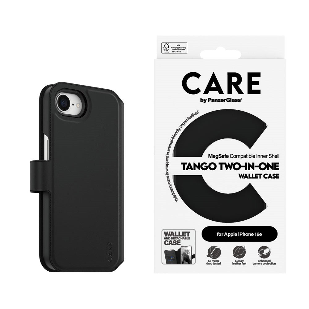 CARE by PanzerGlass iPhone 17e / 16e Feature Tango 2-in-1 Deksel med Lommebok - Svart