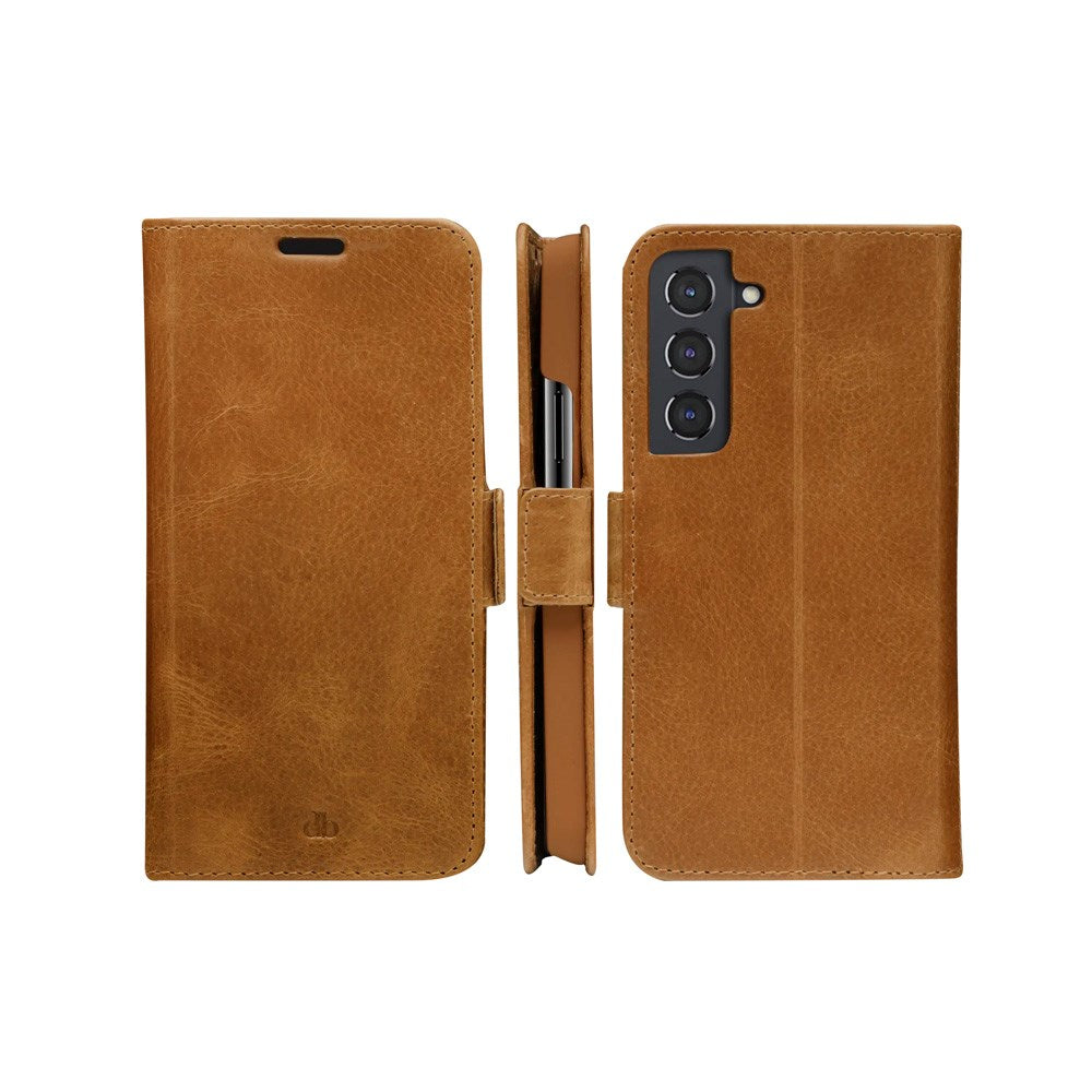 Samsung Galaxy S22 dbramante1928 Copenhagen Slim Ekte Skinn Flip Deksel m. Lommebok - Tan