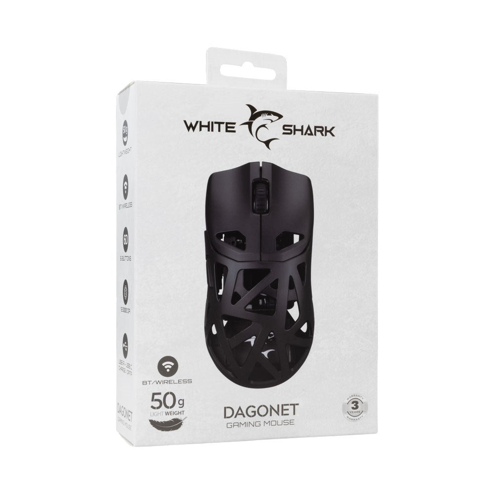 White Shark DAGONET Trådløs Gaming Mus - 6D / 24000 DPI - Svart