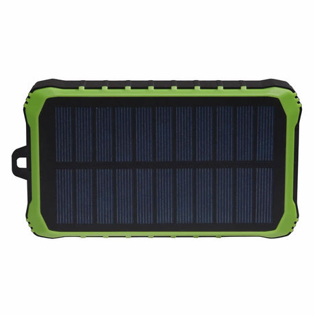 Denver PSO-10012 Solcelle Powerbank m. Håndsveiv & Lommelykt - 10.000 mAh - Svart / Grønn