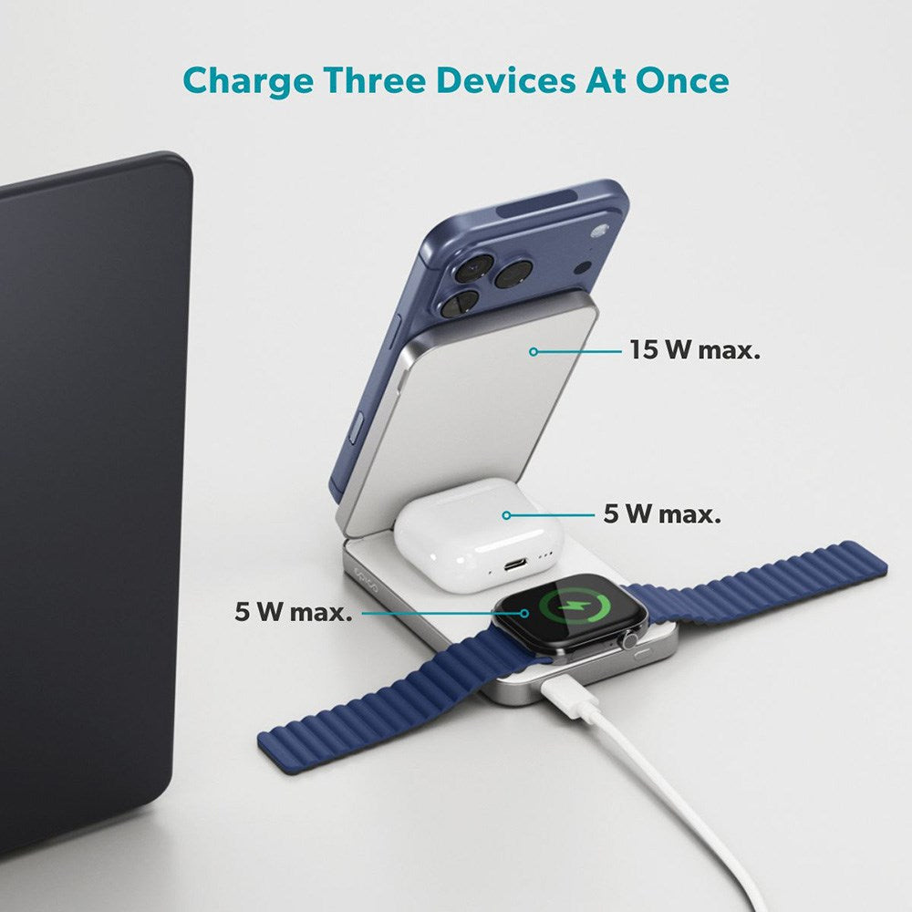 Epico 8000mAh Trådløs Powerbank med Stativfunksjon - Hvit