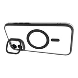 eSTUFF iPhone 16 Plus INFINITE HELSINKI Hybrid Plastdeksel med Stativ - MagSafe-Kompatibel - Svart / Gjennomsiktig