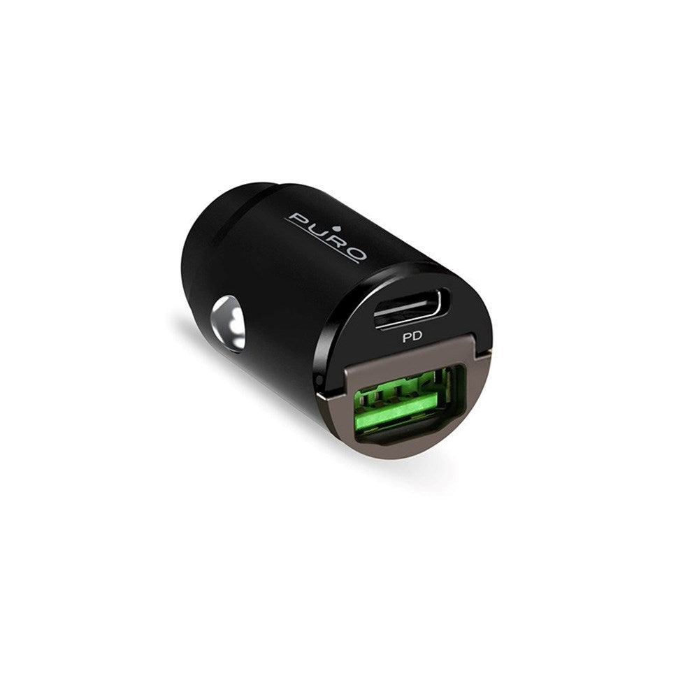 Puro PD 30W Mini Billader med USB-A og USB-C - Svart