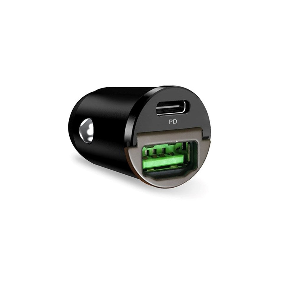 Puro PD 30W Mini Billader med USB-A og USB-C - Svart