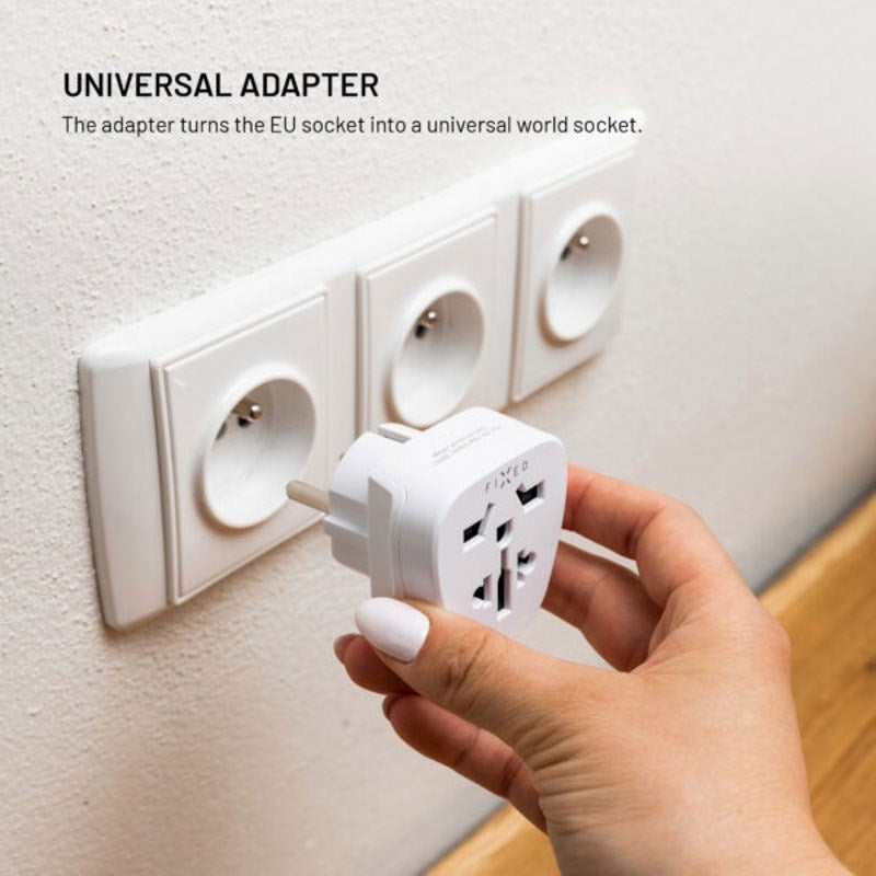 Fixed Reiseadapter for EU / UK / USA / AUS - Hvit