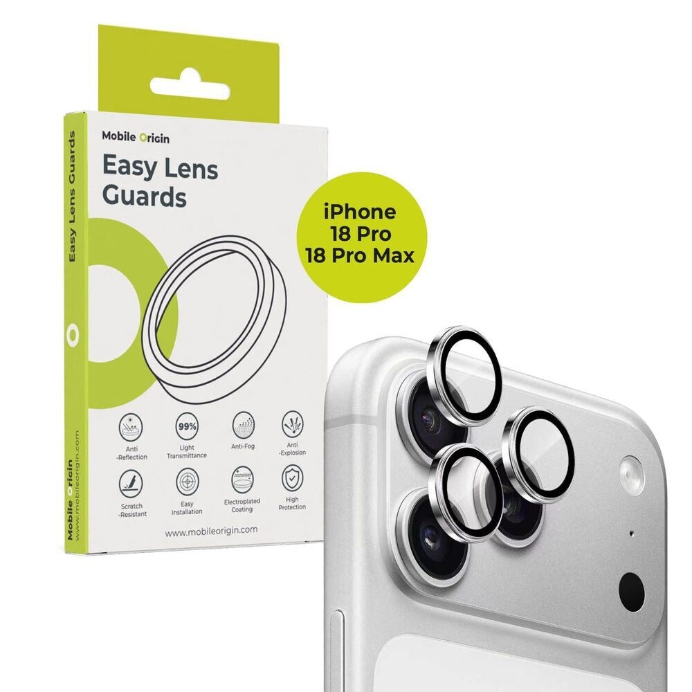 iPhone 18 Pro / 18 Pro Max Mobile Origin Easy Kameralinsebeskytter - Sølv