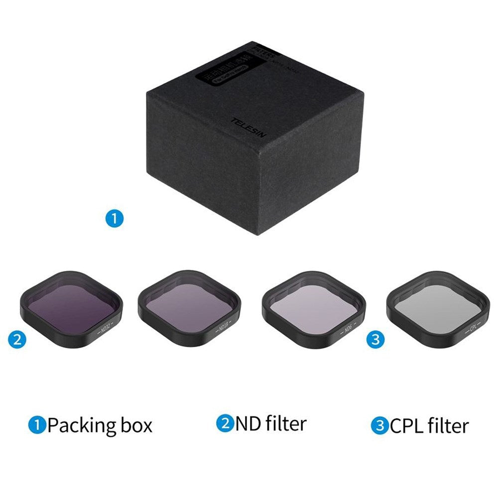 TELESIN CPL + ND8 / 16 / 32 Filter for Objektiv - GoPro Hero 9 / 10 / 11 / 12 / 11 Mini