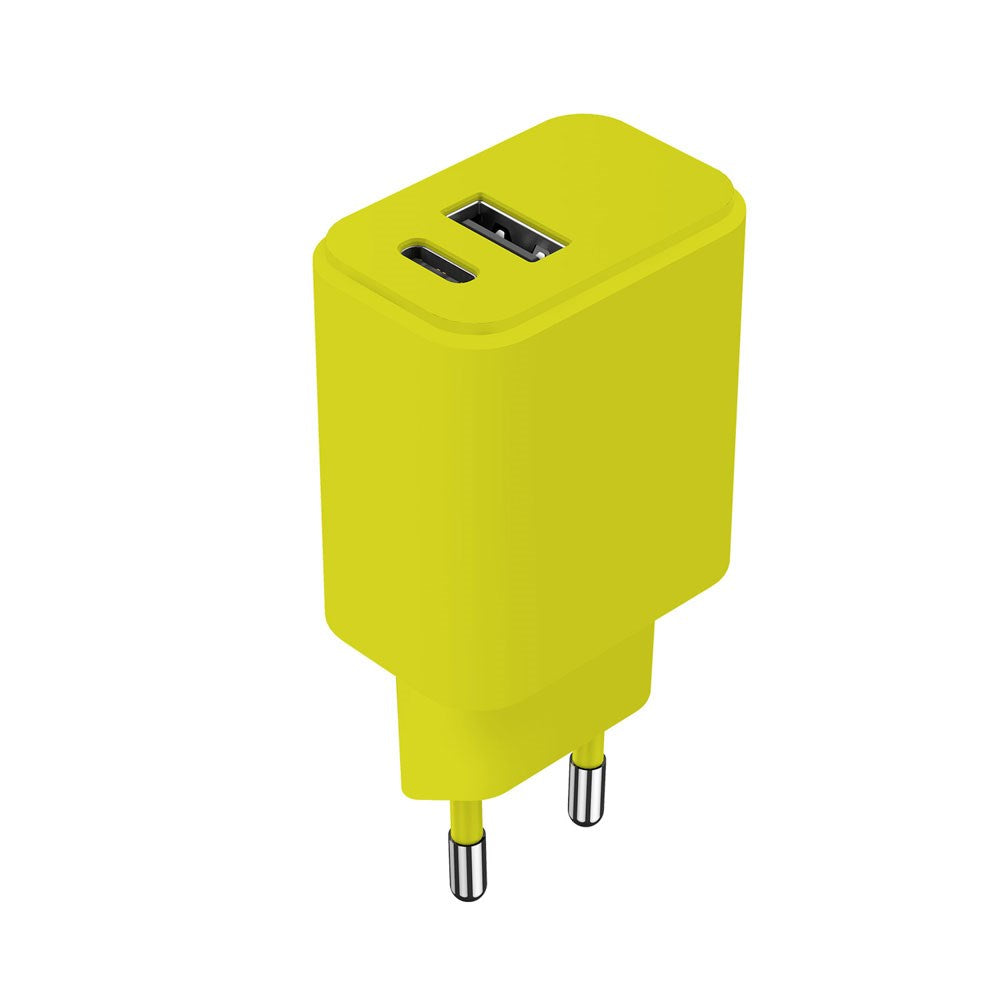 Setty 20W Vegglader m. 1x USB-A & 1x USB-C - Lime