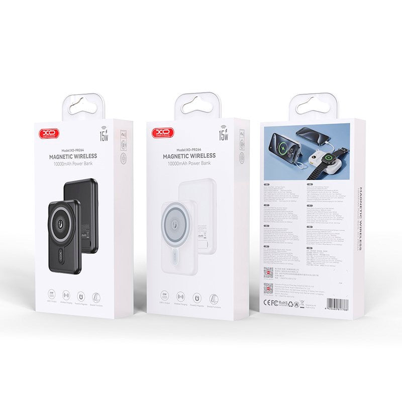 XO 20W Magnetisk Powerbank 10 000mAh med USB-C og Stativfunksjon - Svart
