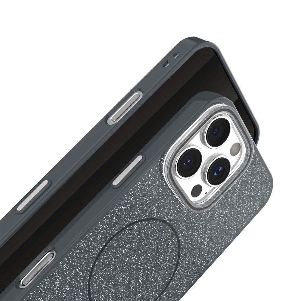 iPhone 14 Glitter Thin Deksel - MagSafe Kompatibel - Svart
