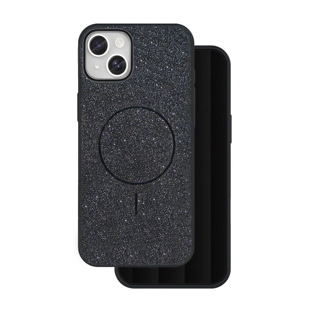 iPhone 14 Glitter Thin Deksel - MagSafe Kompatibel - Svart