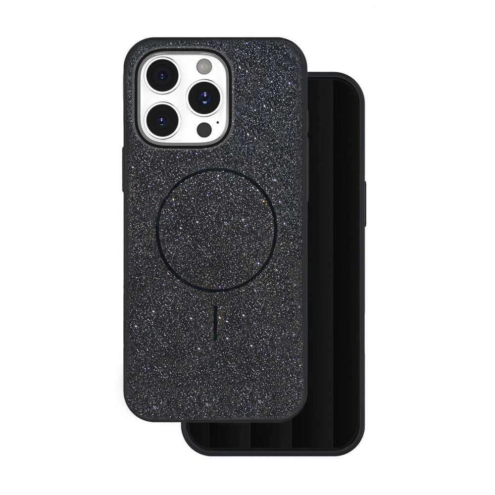 iPhone 14 Pro Glitter Thin Deksel - MagSafe Kompatibel - Svart