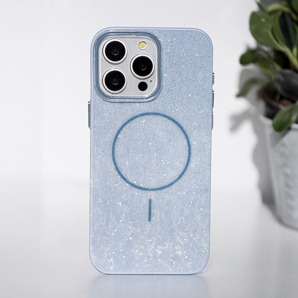 iPhone 13 Glitter Thin Deksel - MagSafe Kompatibel - Lys Blå