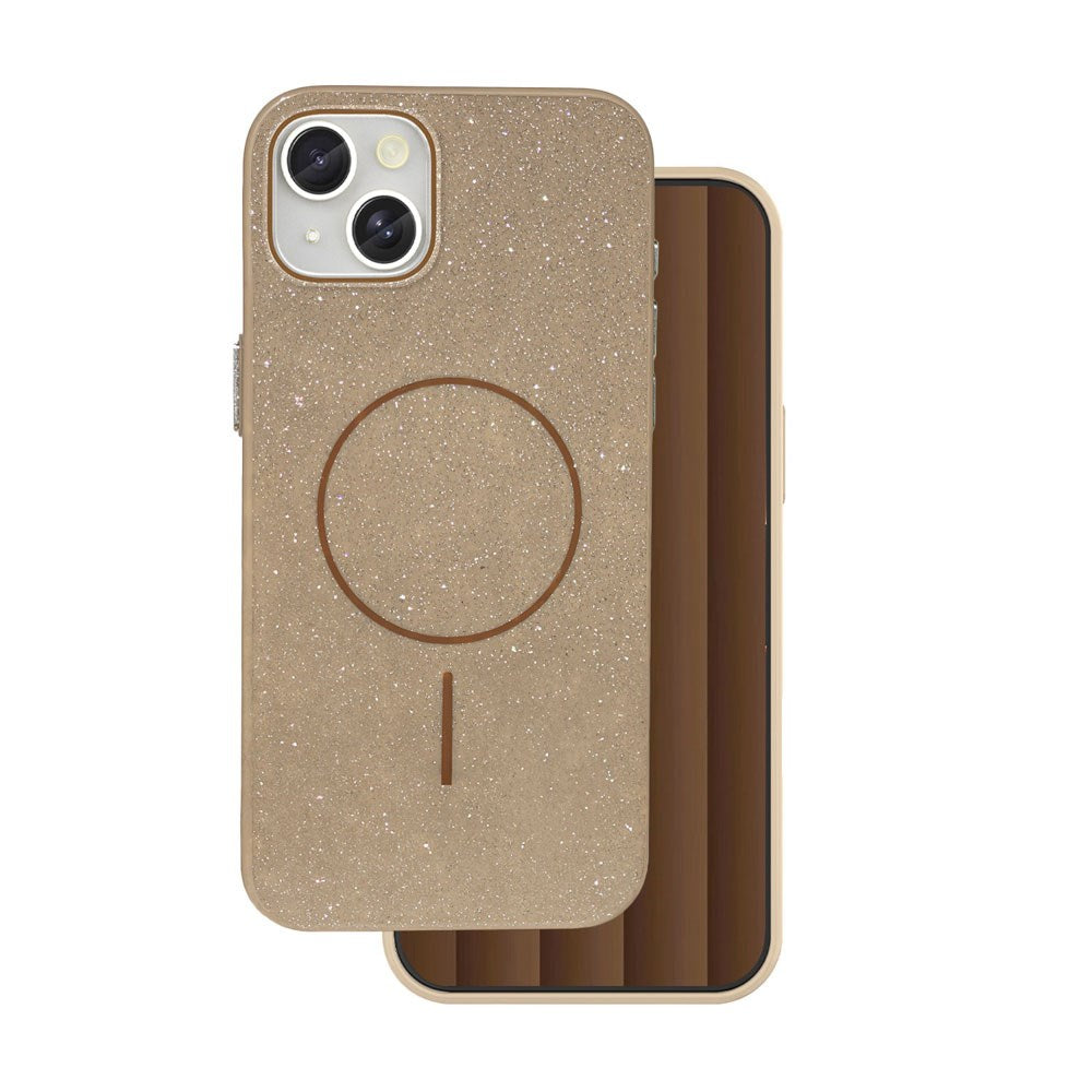 iPhone 15 Glitter Thin Deksel - MagSafe Kompatibel - Brun